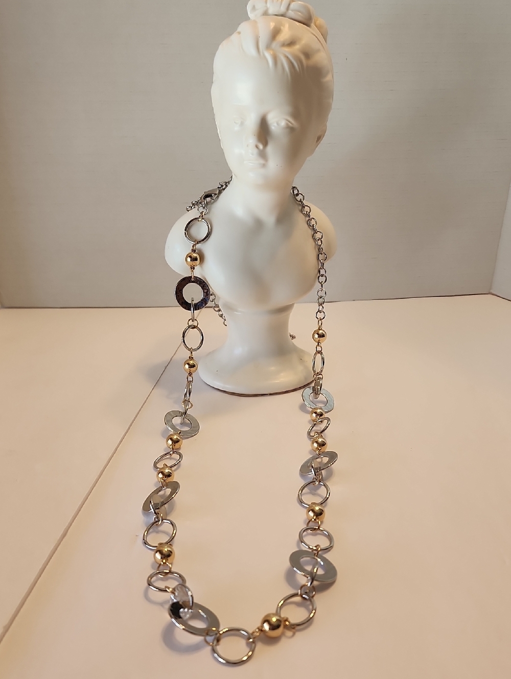 Chico's Long Two-Tone Silver and Gold Link Necklace